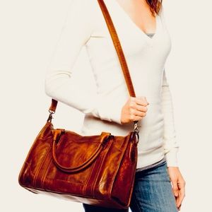 Frye Melissa Cognac Brown Leather Satchel Crossbody